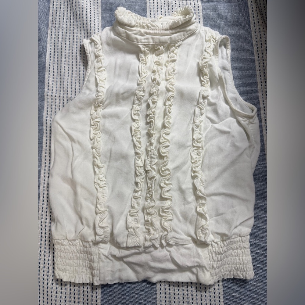 Frame Denim Ivory Ruffle Blouse - Picture 2 of 8